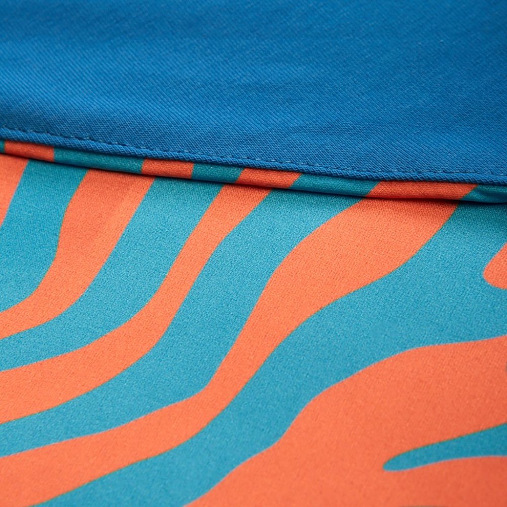 Unu Silk Like Triangle Scarf Blue/Orange Shawl Nwt View 5